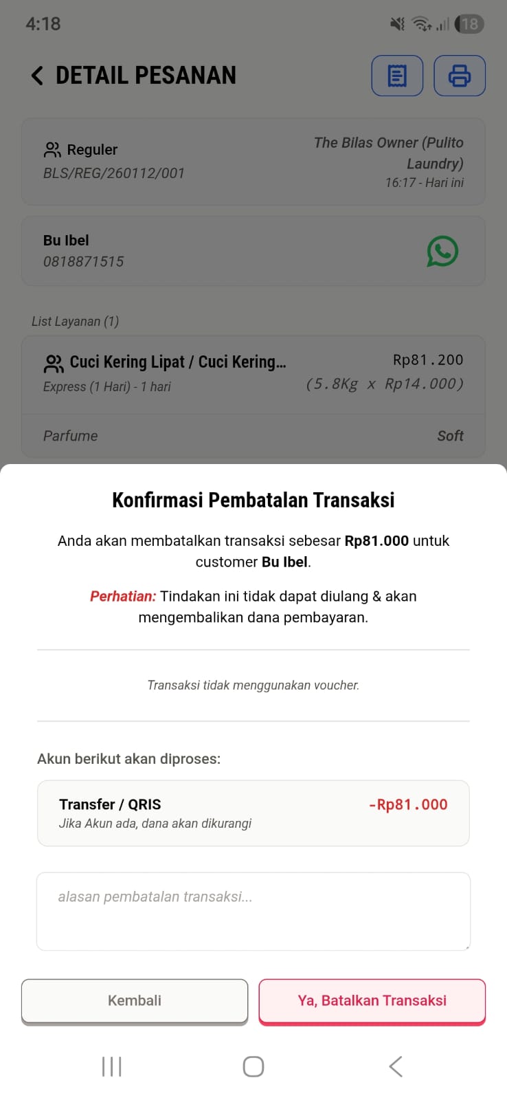 Klik Menu Batal