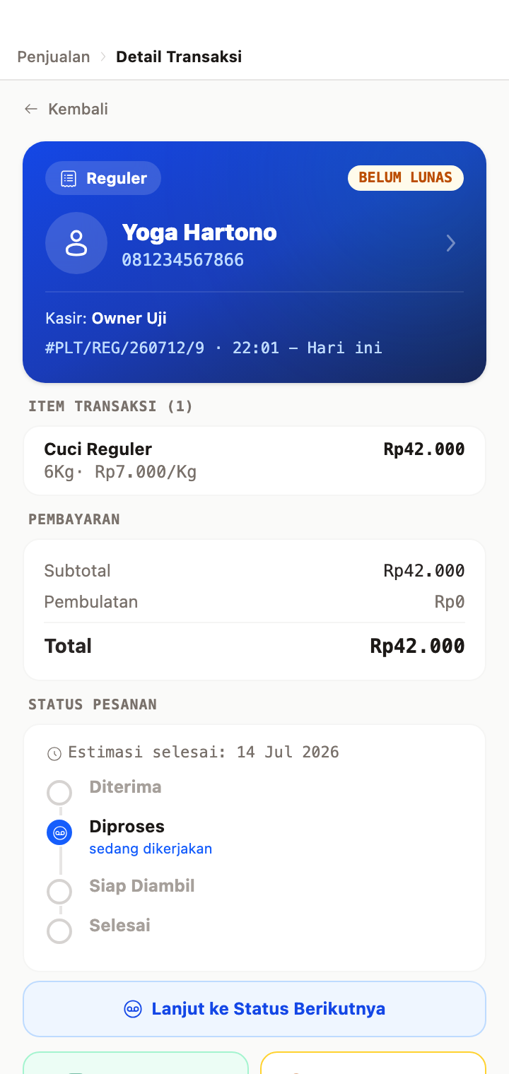 Tombol 'Lanjut ke Status Berikutnya'