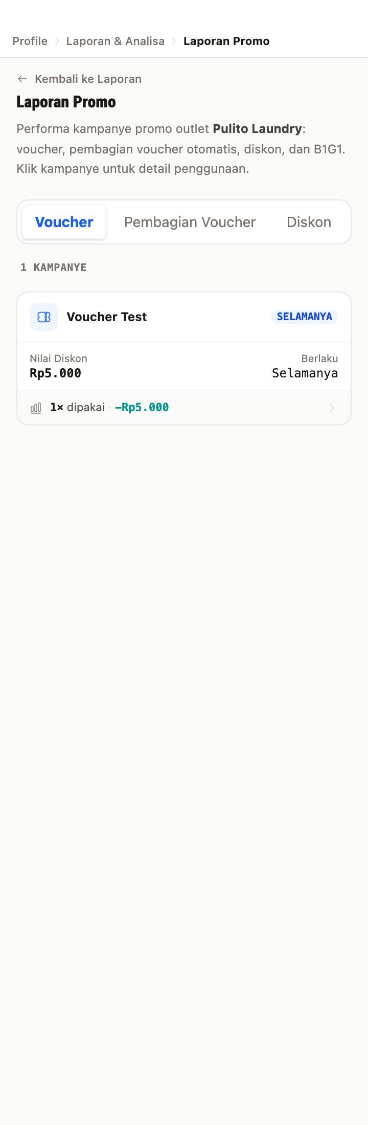 Rangkuman Total Penggunaan Promo