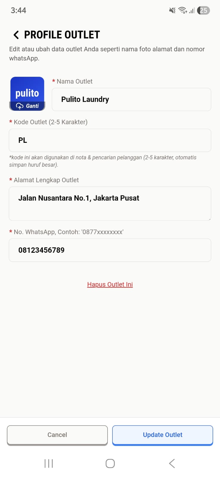 Menu Edit Data